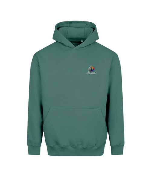 Coffee and Determination – SEN Dad Hoodie, Moss Green, DTF front
