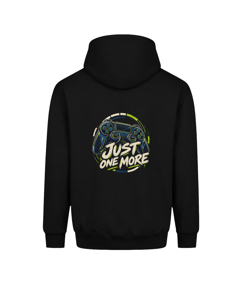 Just One More | Teen Boys Vision Heavyweight Hoodie, Deep Black, DTF back