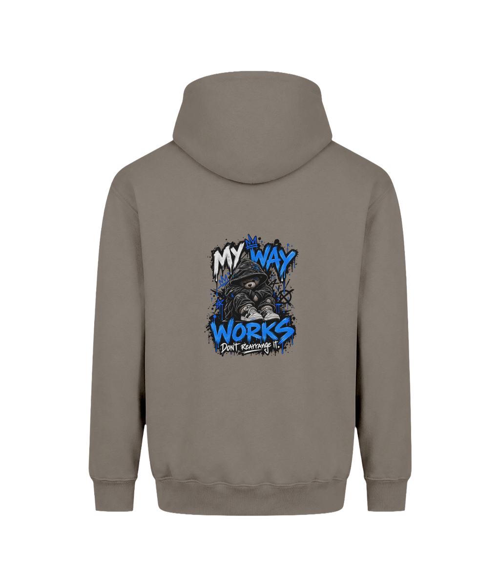 My Way Works | Teen Boys Vision Heavyweight Hoodie, Natural Clay, DTF back