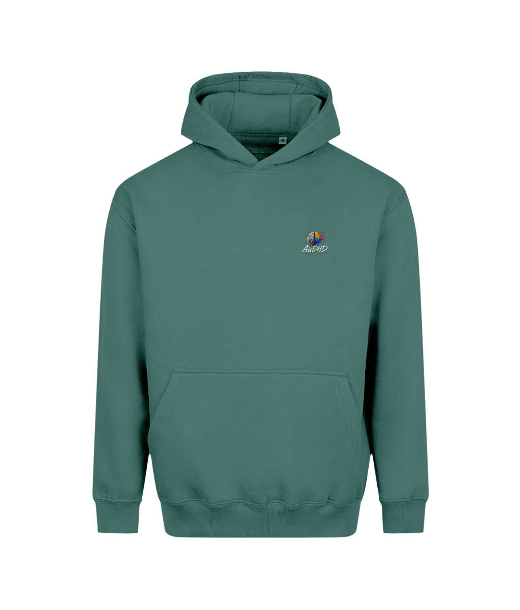 Off on a Detour | Teen Boys Vision Heavyweight Hoodie, Moss Green, DTF front