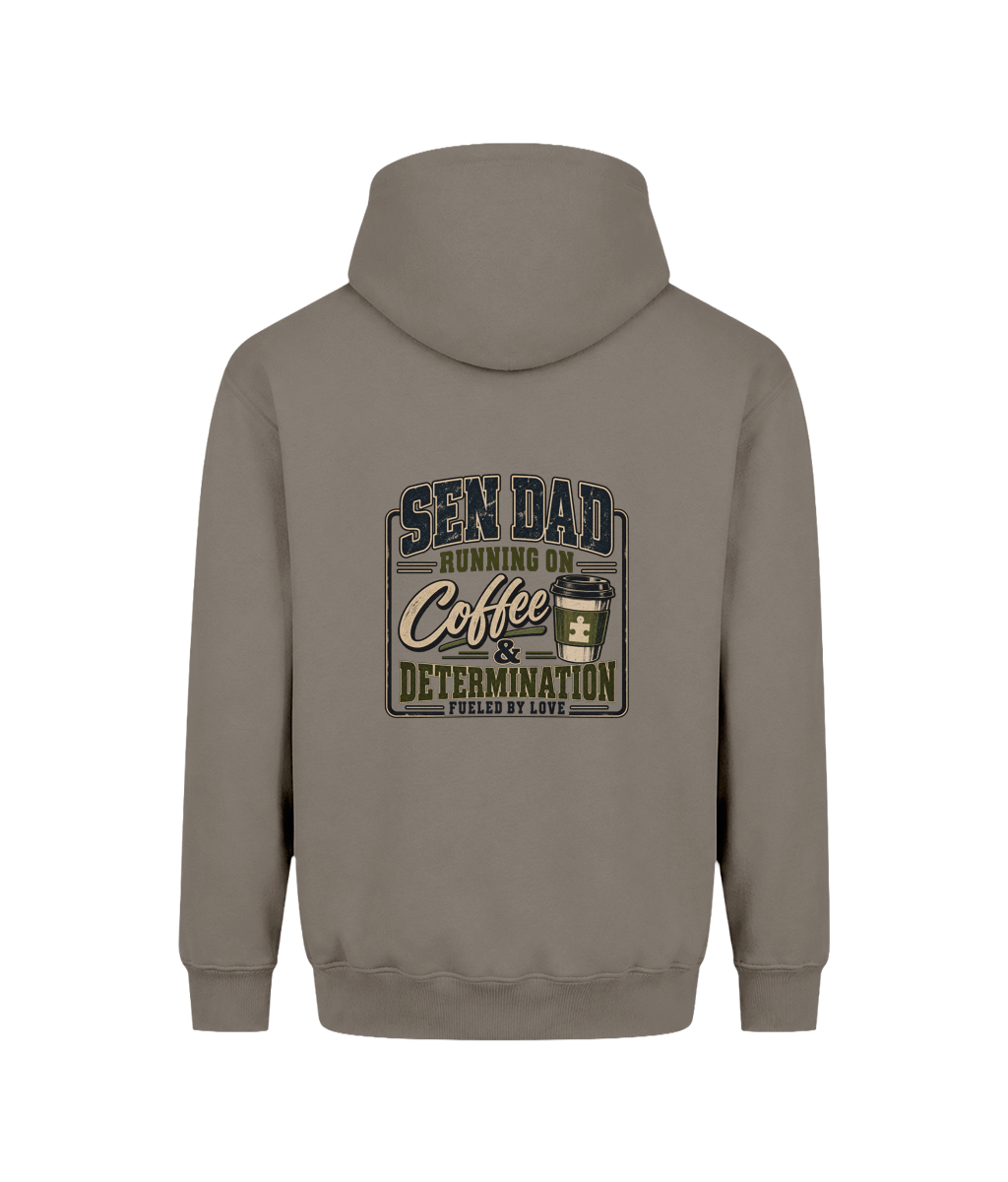 Coffee and Determination – SEN Dad Hoodie, Natural Clay, back design