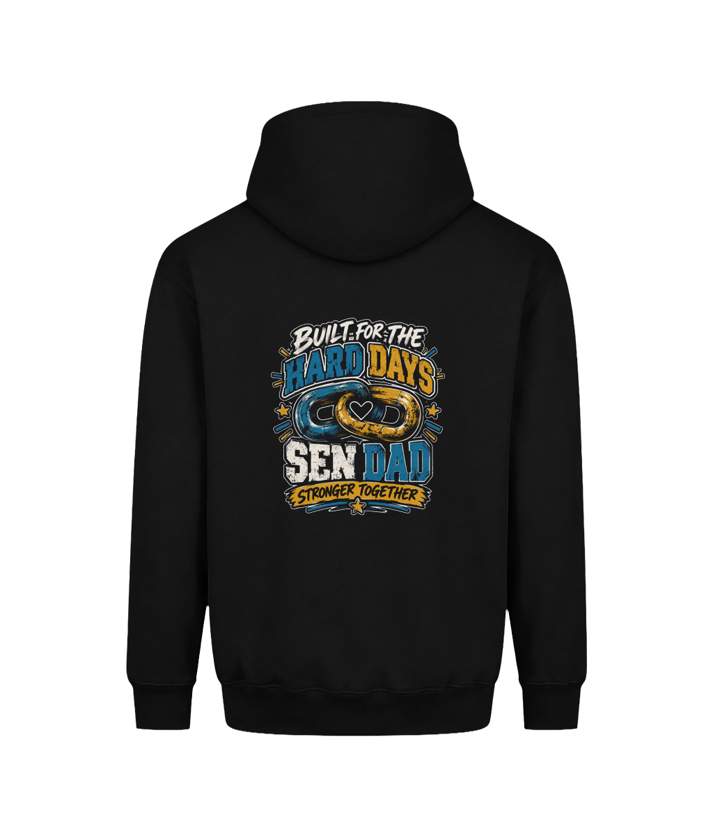 Built for the Hard Days – SEN Dad Hoodie, Deep Black, back design