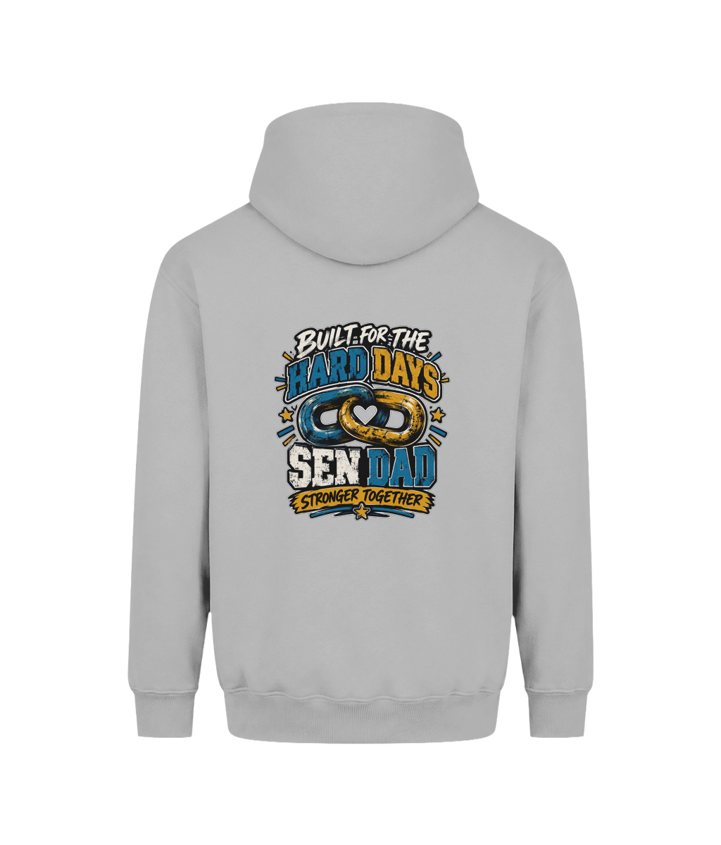 Built for the Hard Days – SEN Dad Hoodie, Heather Grey, back design