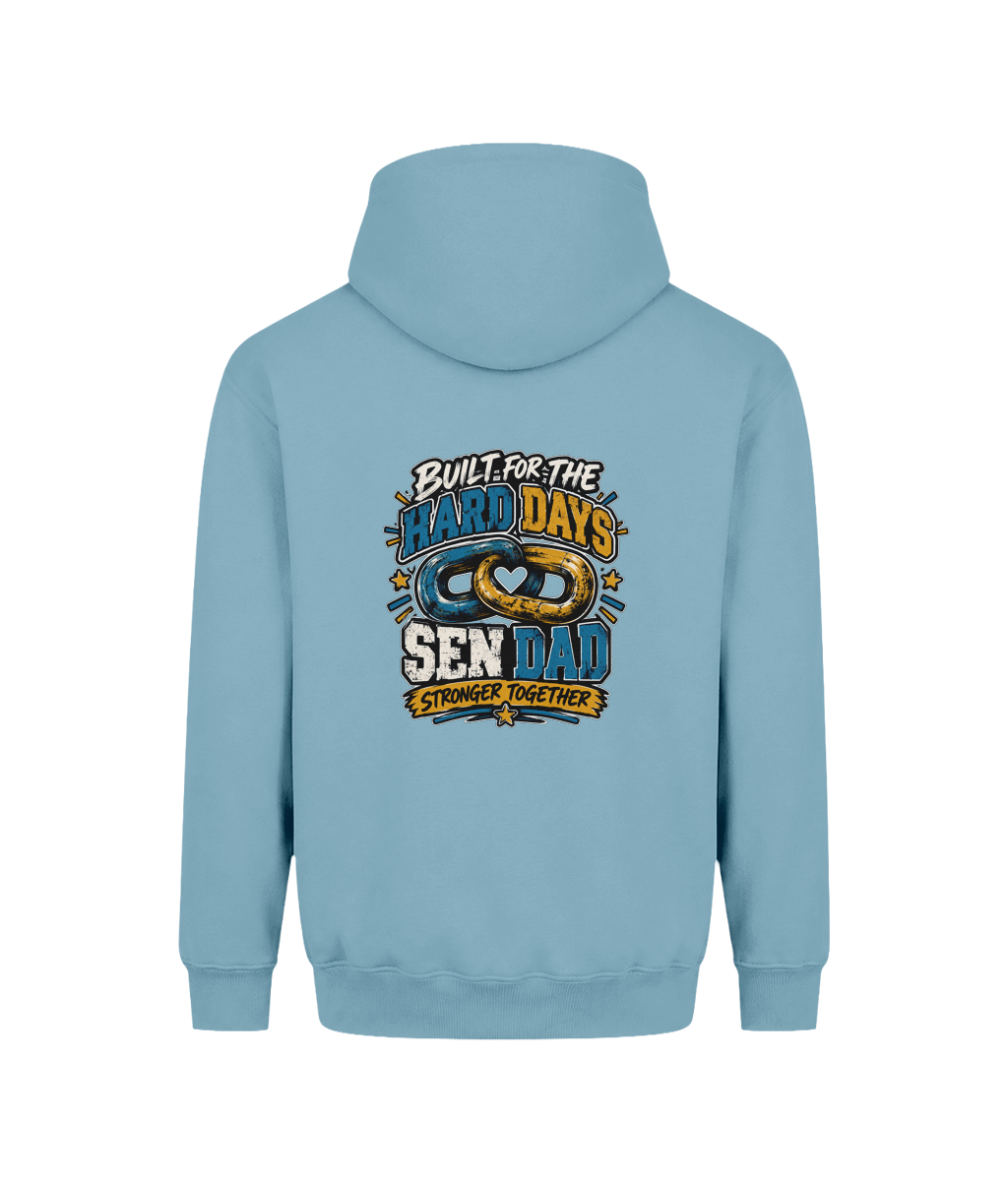 Built for the Hard Days – SEN Dad Hoodie, Ice Blue, back design