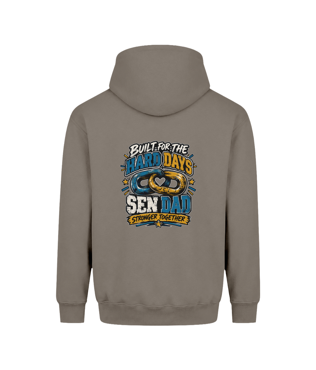 Built for the Hard Days – SEN Dad Hoodie, Natural Clay, back design