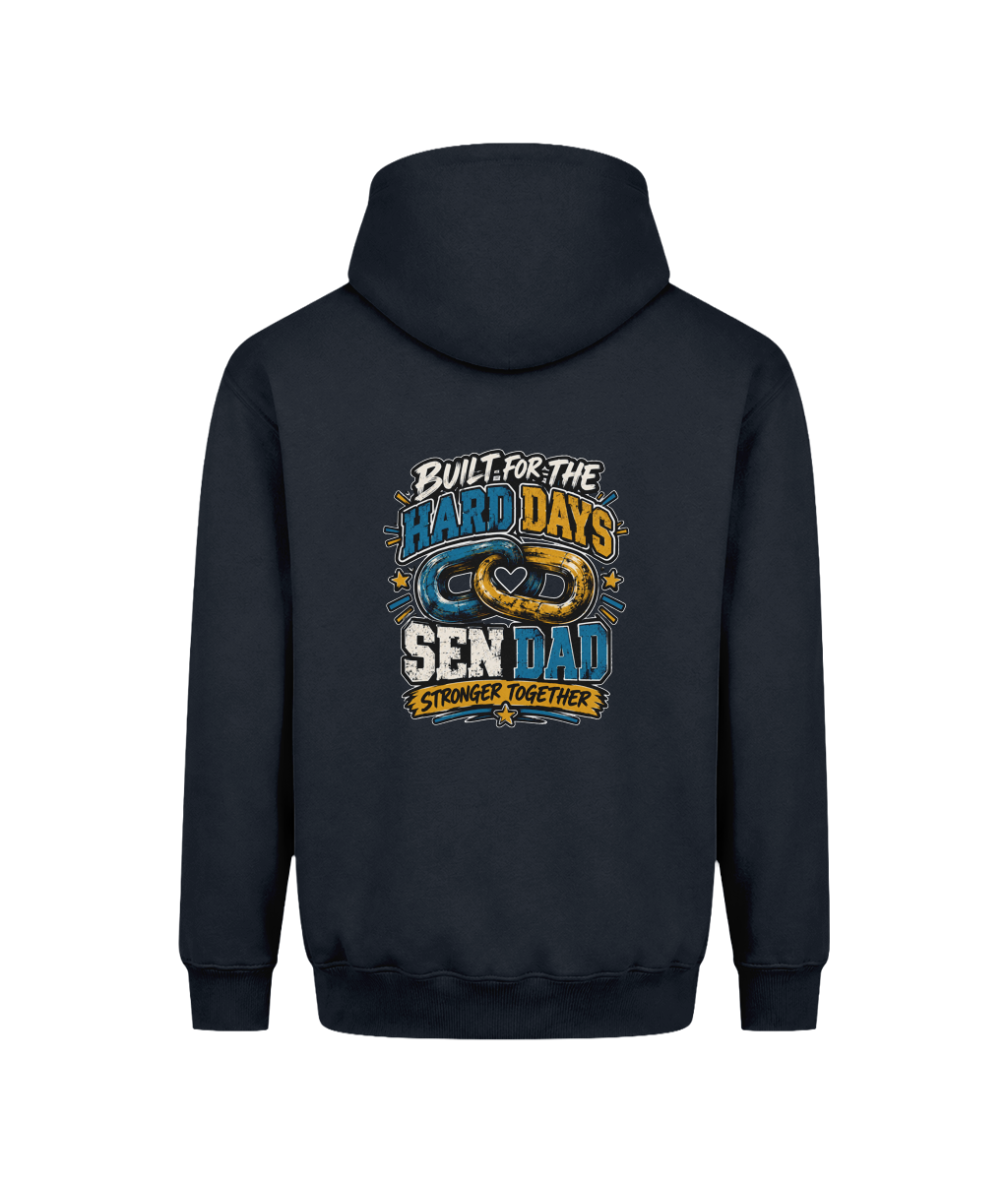 Built for the Hard Days – SEN Dad Hoodie, New French Navy, back design