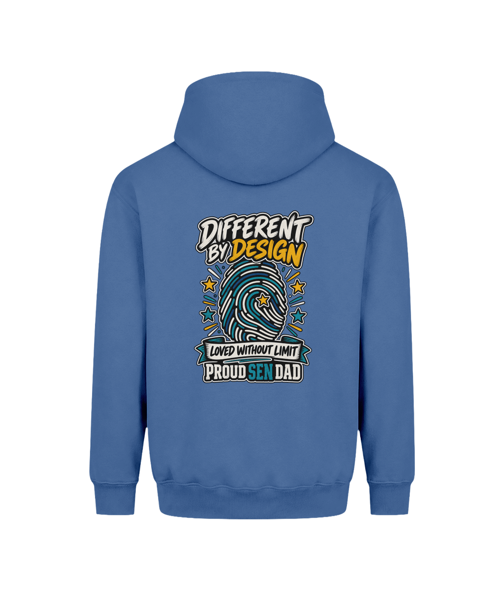 Different by Design – SEN Dad Hoodie, Atlantic Blue, back design