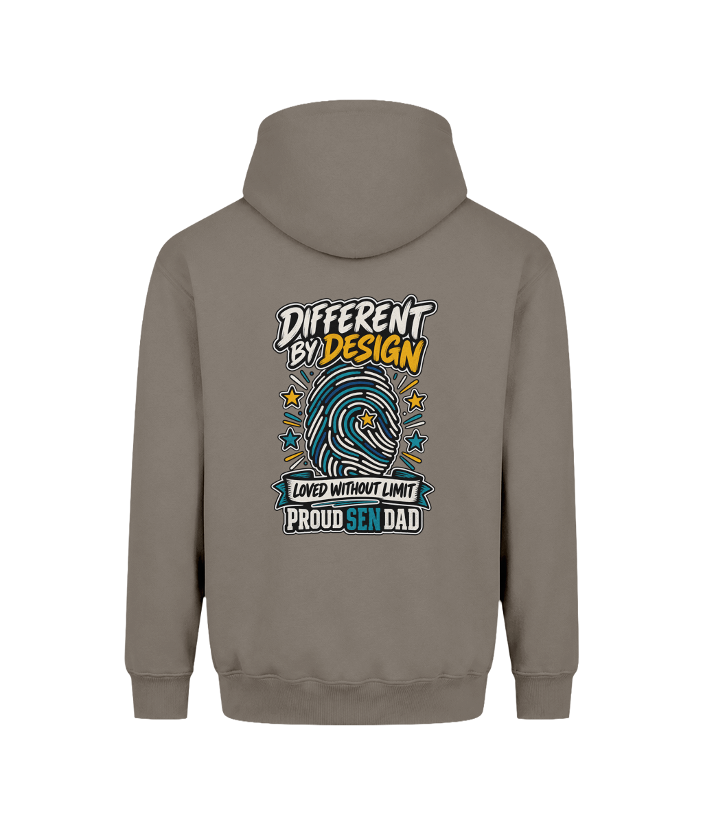 Different by Design – SEN Dad Hoodie, Natural Clay, back design