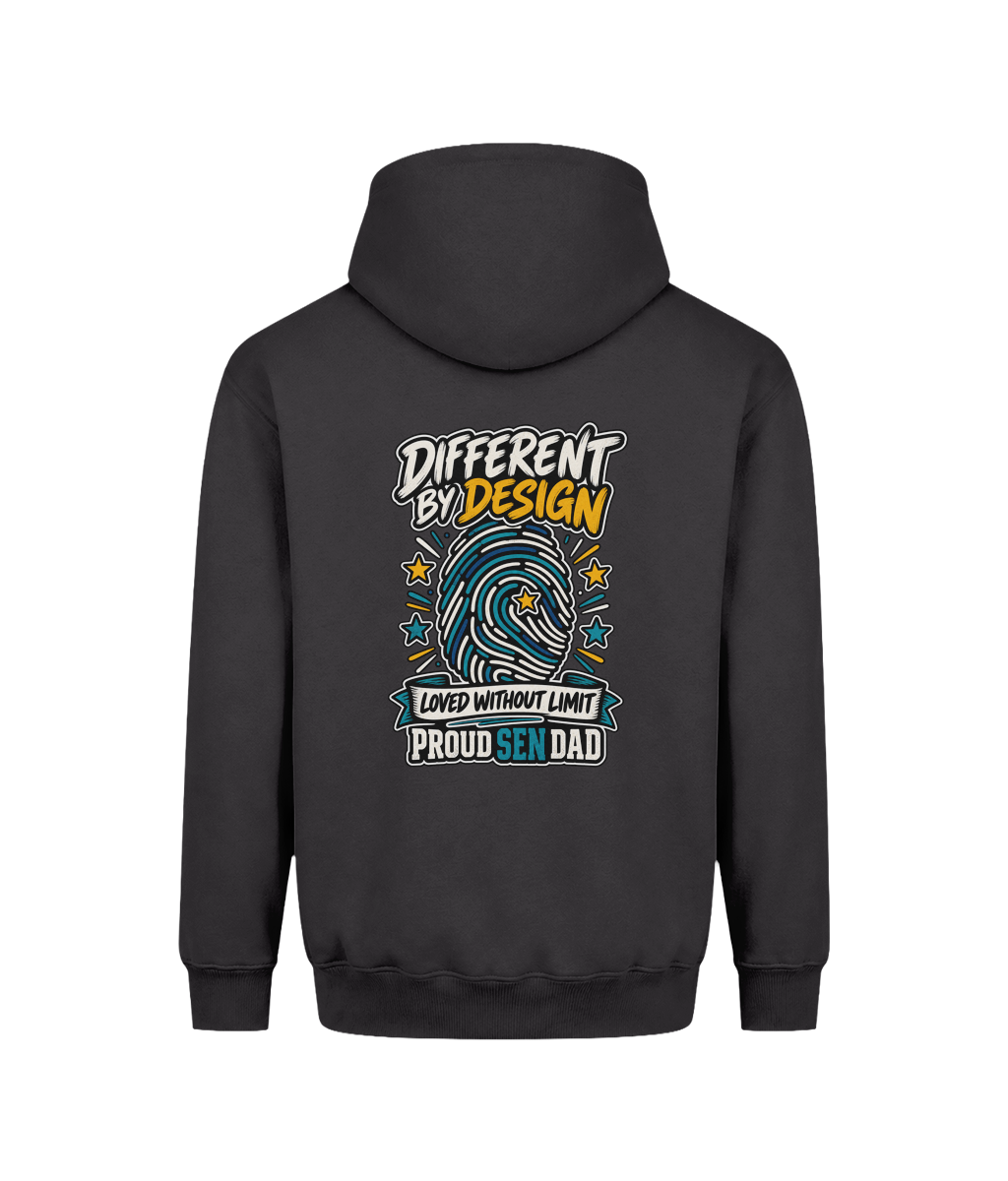 Different by Design – SEN Dad Hoodie, Solid Charcoal, back design