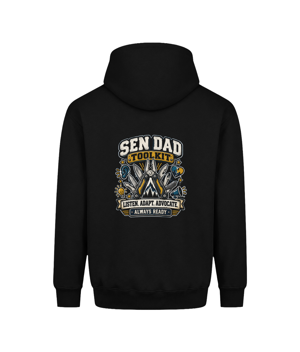 SEN Dad Toolkit – Heavyweight Hoodie, Deep Black, back design