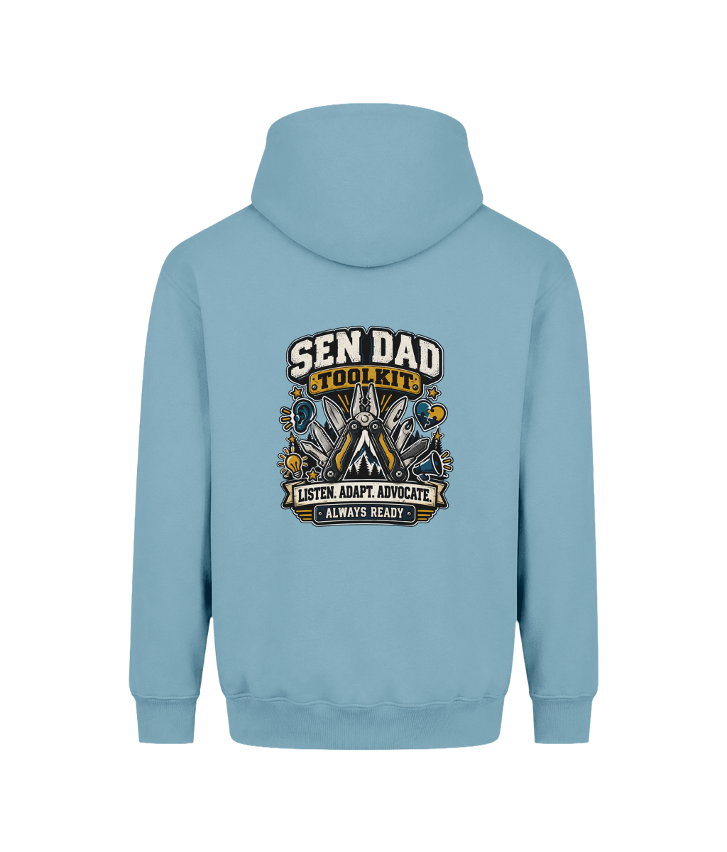 SEN Dad Toolkit – Heavyweight Hoodie, Ice Blue, back design