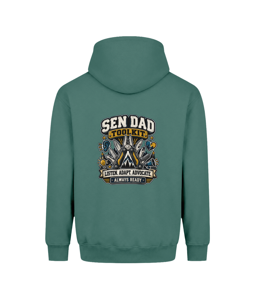 SEN Dad Toolkit – Heavyweight Hoodie, Moss Green, back design