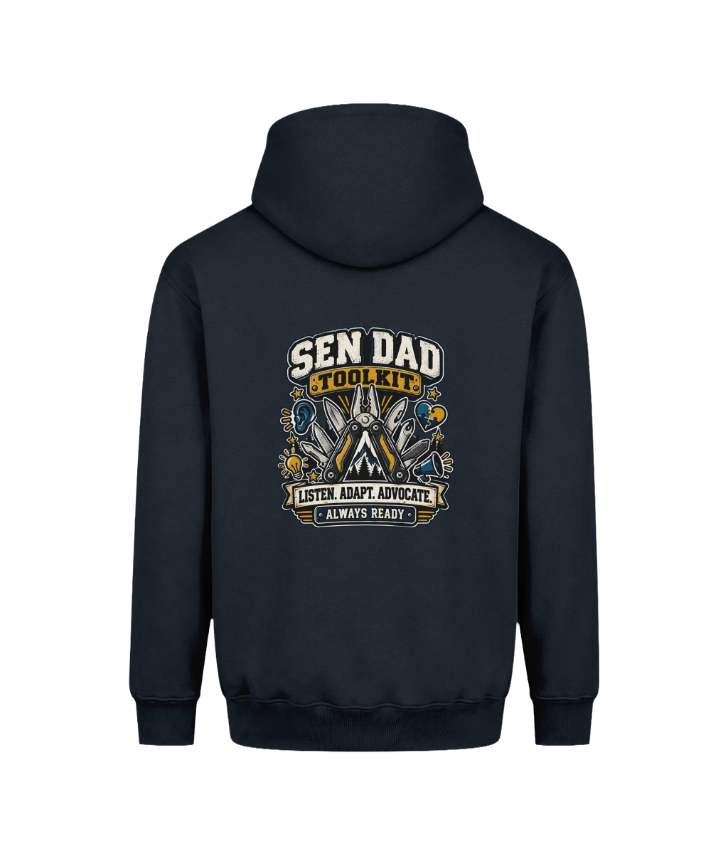 SEN Dad Toolkit – Heavyweight Hoodie, New French Navy, back design