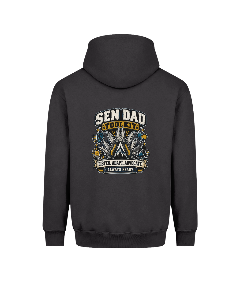 SEN Dad Toolkit – Heavyweight Hoodie, Solid Charcoal, back design