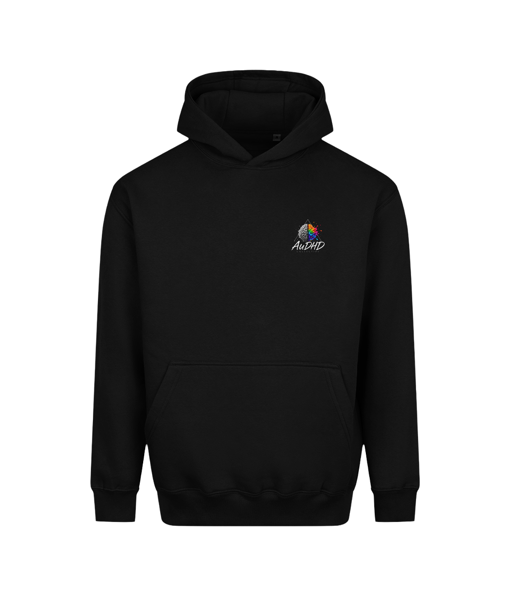 Different Path, Same Destination – SEN Dad Hoodie, Deep Black, front view