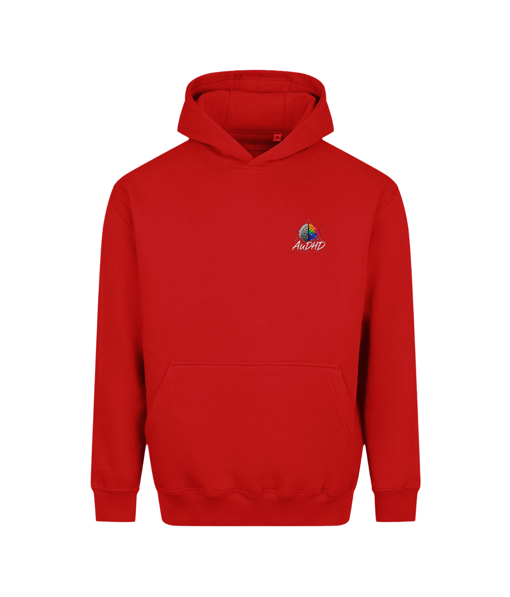 Different Path, Same Destination – SEN Dad Hoodie, Fire Red, front view
