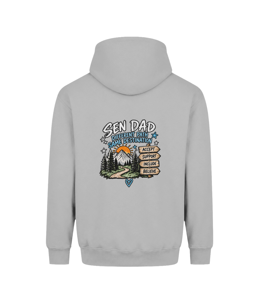Different Path, Same Destination – SEN Dad Hoodie, Heather Grey, back view