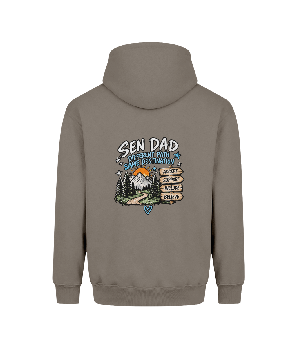 Different Path, Same Destination – SEN Dad Hoodie, Natural Clay, back view
