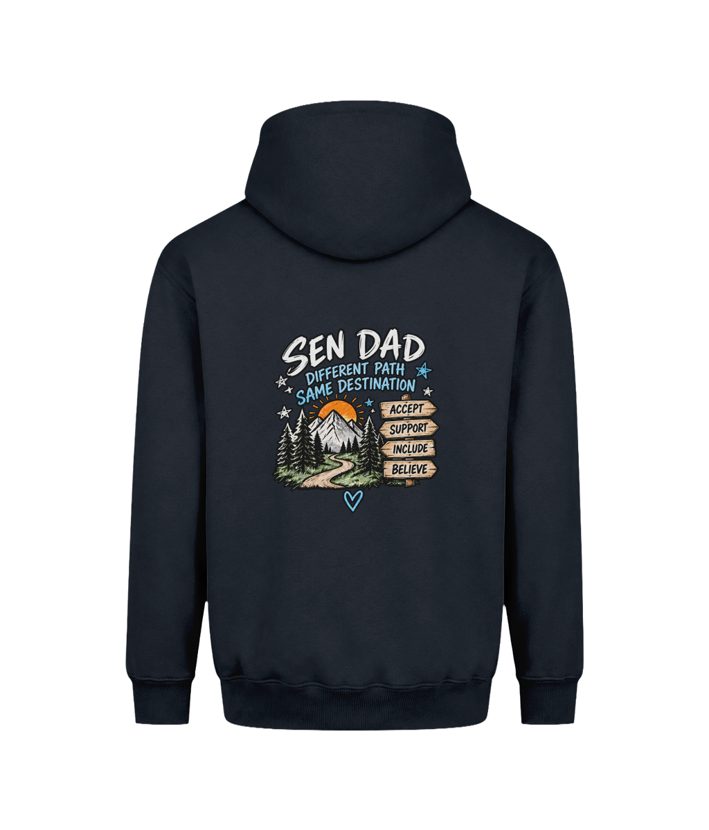 Different Path, Same Destination – SEN Dad Hoodie, New French Navy, back view